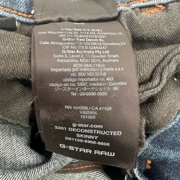 G-Star Raw 3301 Deconstructed Skinny Denim Jeans Size 31 x 34 Men's - Picture 4 of 5